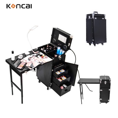 Hot Sale Useful Beauty Salon Nail Table Cosmetic Trolley Rolling Makeup Case with Big Drawers